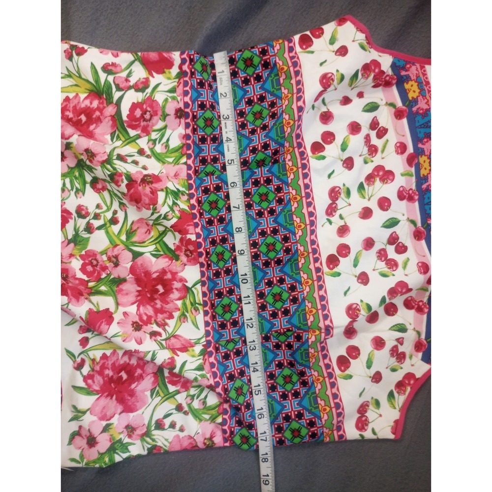 North style Summer Cherry Floral Sleeveless Shift Dress Womens Size 10 Pink Trim - Picture 9 of 10